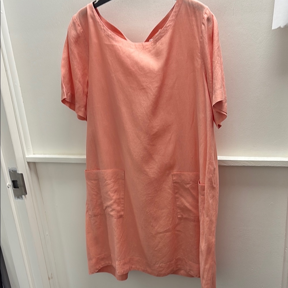 Eileen Fisher Peach Short Sleeve Dress with Pockets